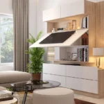 Tv unit with hidden storage behind